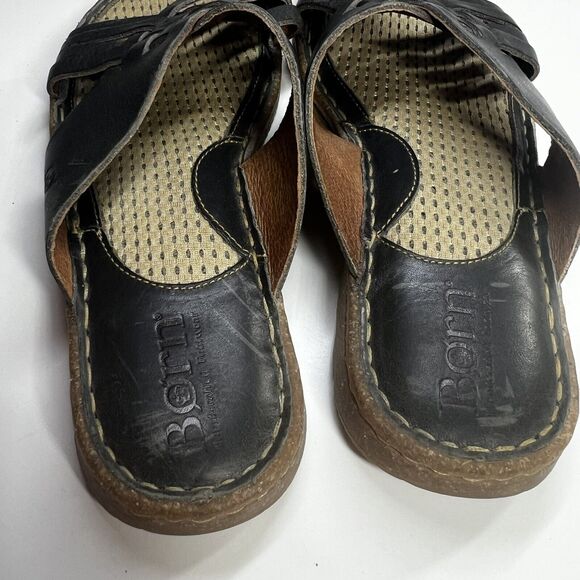 Born Brown Woven Leather Cushioned Slide Sandals US 7 M/W - Picture 8 of 10